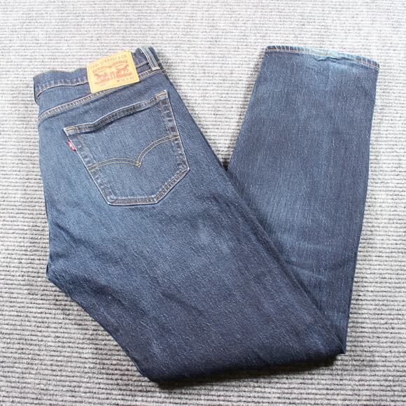 Levi’s 505 Regular Fit Straight Men’s Jeans 36x34 Dark Wash Stretch - Picture 1 of 9